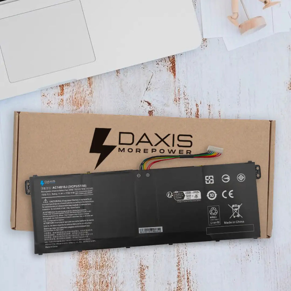 Batería interna para notebook Acer de 11.4V / 36 Wh ~ 38Wh 4 celdas, nueva probada, 12 meses de garantía. Compatible con N° de parte AC14B18J, 3ICP5/57/80, KT.0030G.004, KT.00403.024