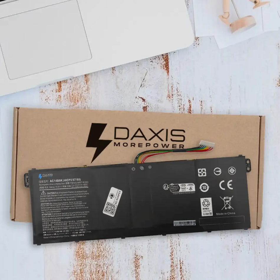 Batería interna para notebook Acer de 15.2V ~ 17,2V / 46Wh ~ 48Wh 4 celdas, nueva probada, 12 meses de garantía. Compatible con N° de parte AC14B18J, 3ICP5/57/80, KT.0030G.004, AC14B8K, KT.00403.024