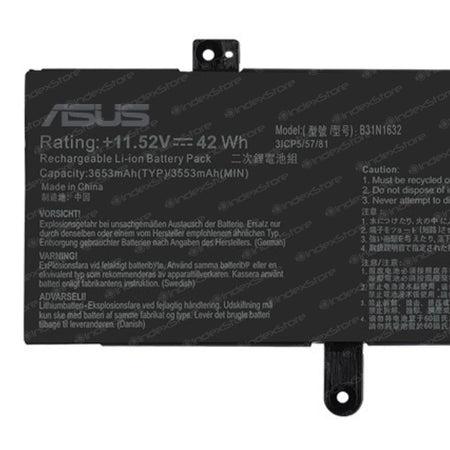 Batería interna para notebook Hp de  +11.52V 42Wh 3 celdas, nueva probada, 6 meses de garantía. Compatible con N° de parte B31N1632 ; 0B200-02540200 ; 0B200-02540000 ; 0B200-02540300