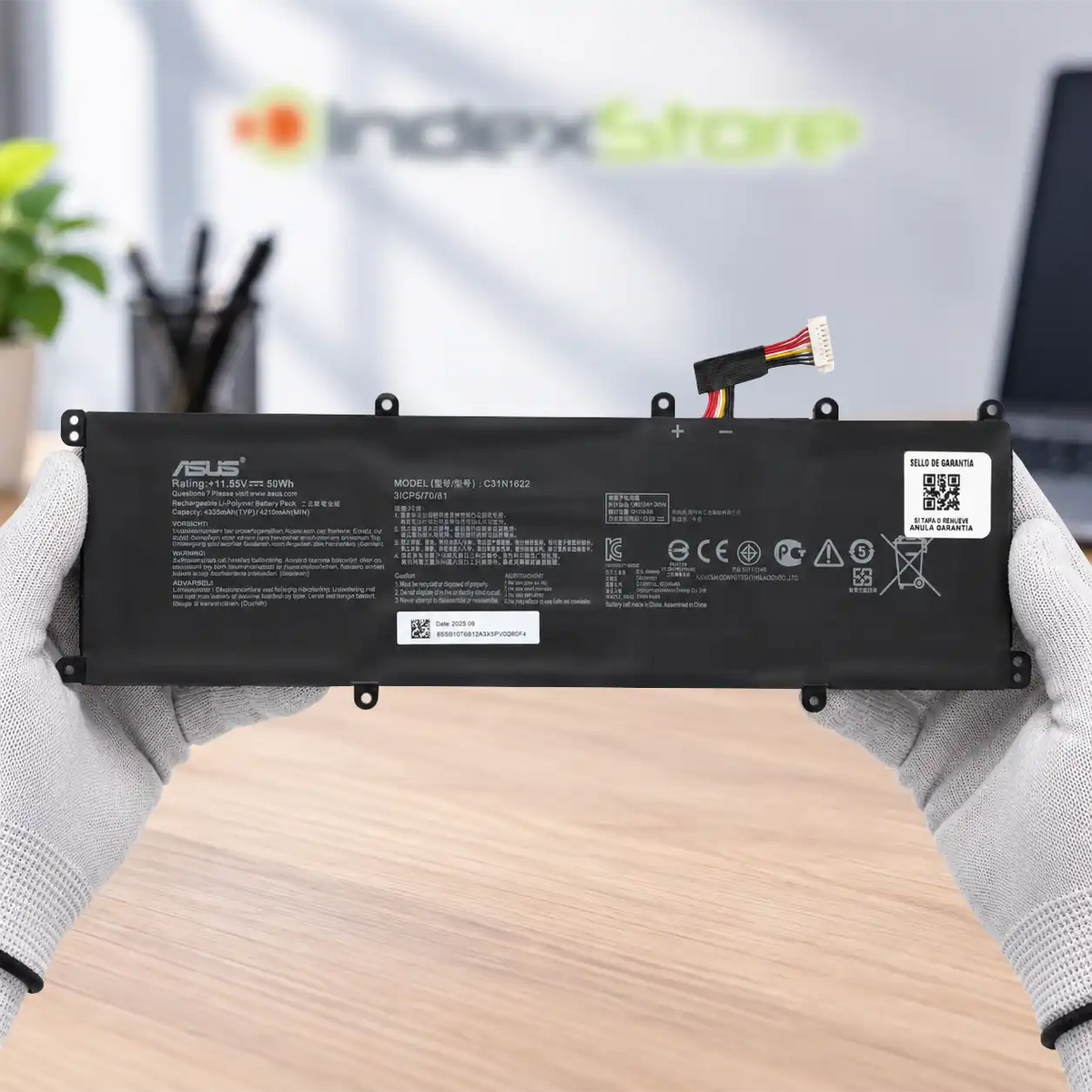 Batería interna para notebook Hp de  11.55V 50Wh 3 celdas, nueva probada, 6 meses de garantía. Compatible con N° de parte C31N1622, 0B200-02390300, 0B200-02390200, 0B200-02390000

NOTA: Batería C31N1622 Tipo "B", con cable largo.