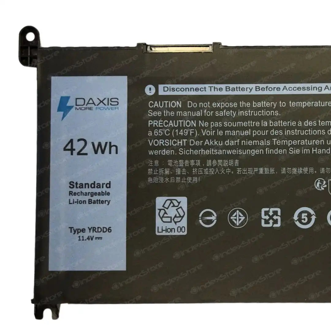 Batería interna para notebook Dell de 11.4V ~ 42Wh  3 celdas, nueva probada, 12 meses de garantía. Compatible con N° de parte YRDD6, 0YRDD6, 1VX1H, 01VX1H, VM732, 0VM732, P76F001, P92G, P85F001, P78F001, P92G001, P61F, P93G, P70F, P76F, P78F, P85F, P116G001, P61F001, P111G, P70F001, P111G001, P93G001, P116G