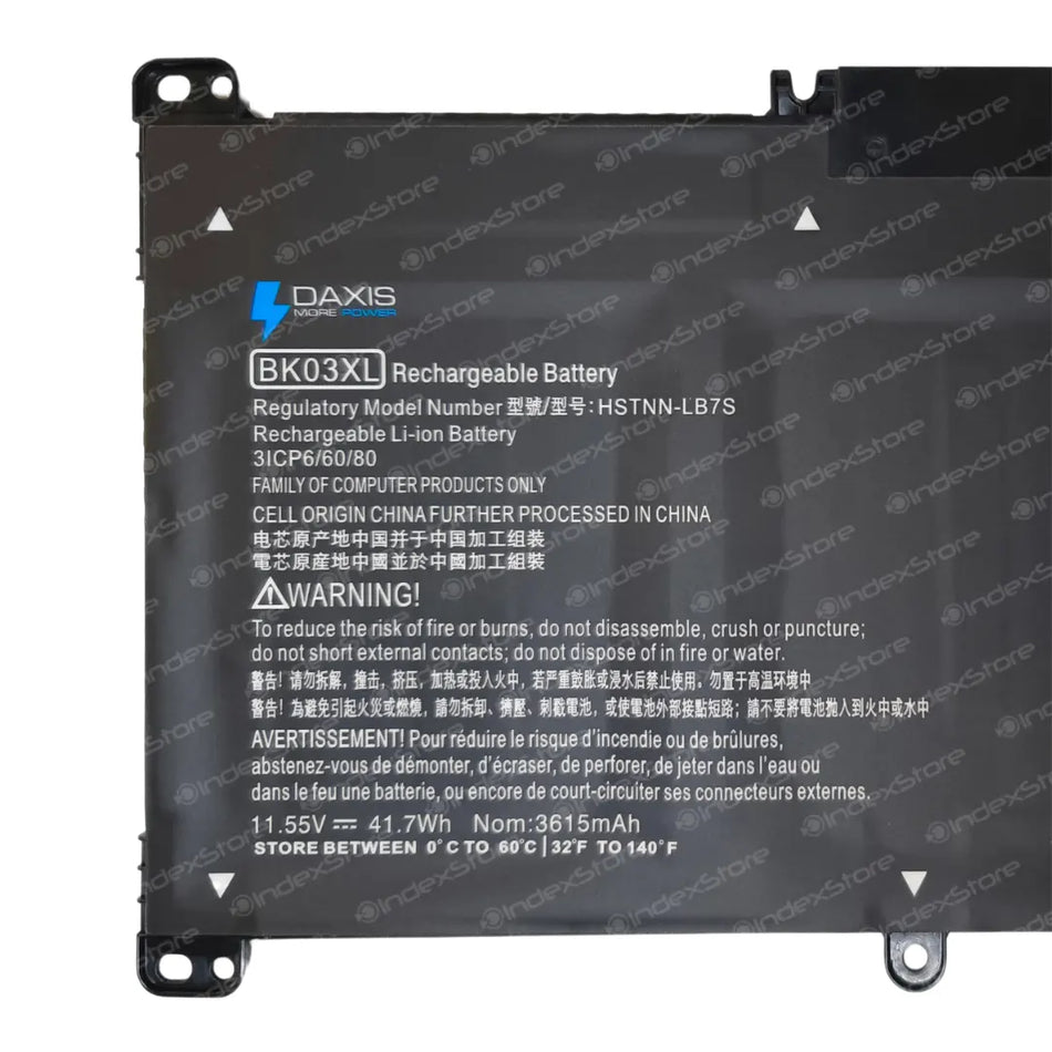 Batería interna para notebook Hp de  11.55V 42Wh 3 celdas, nueva probada, 12 meses de garantía. Compatible con N° de parte 916366-421, 916366-541, 916811-855, BK03XL, HSTNN-LB7S, HSTNN-UB7G, TPN-W125