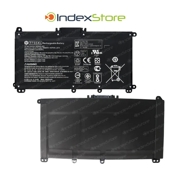 Batería interna para notebook Hp de 11,55V 41.9Wh 3 celdas, nueva probada, 6 meses de garantía. Compatible con N° de parte 920046-421, 920070-855, TF03XL
