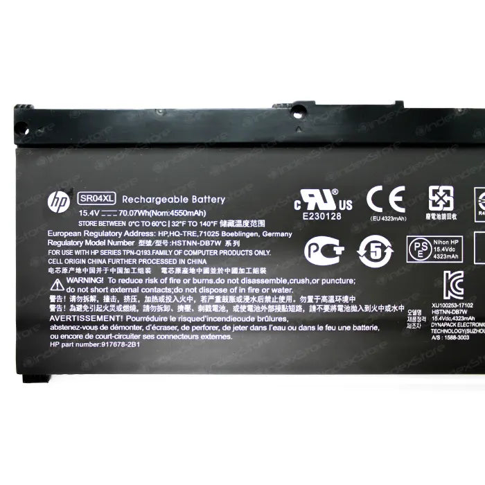 Batería interna para notebook Hp de 15.4V 70.07Wh 4 celdas, nueva probada, 6 meses de garantía. Compatible con N° de parte SR04XL, SR03XL,  TPN-Q193,  HSTNN-IB7Z, 917678-1B1, 917678-171,  917724-855