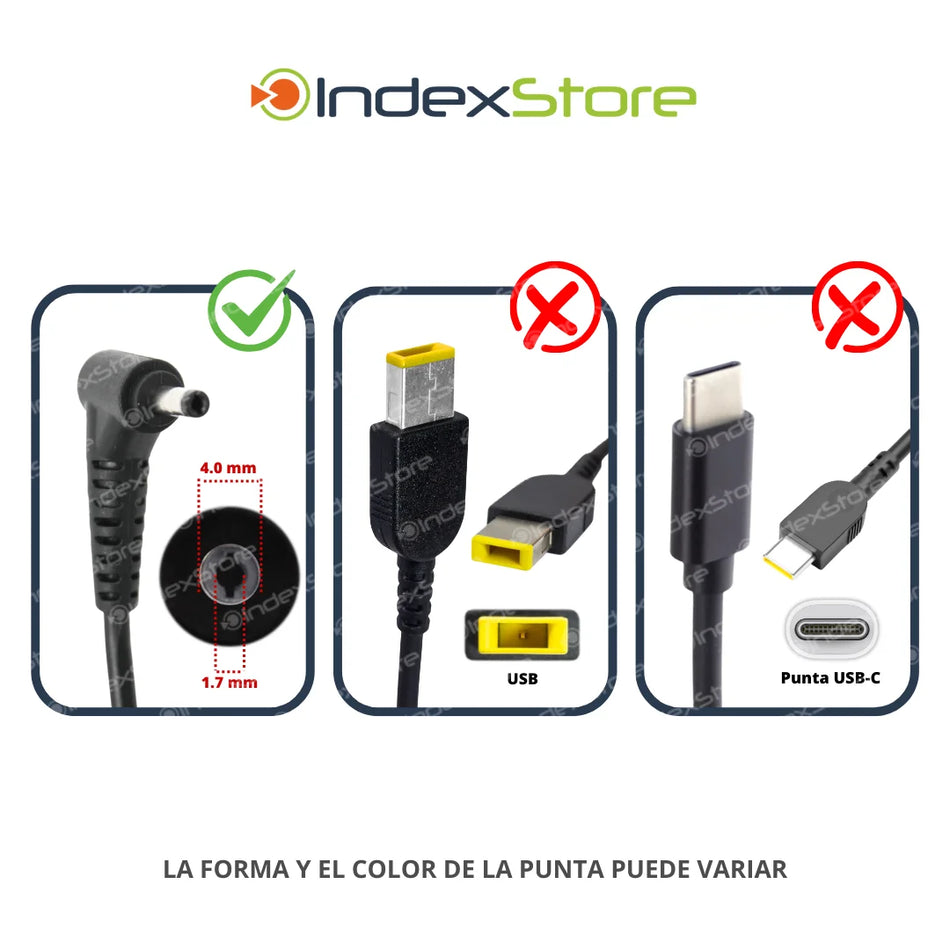 Cargador Lenovo 20V 3.25A 65W Plug 4.0X1.7mm - Alternativo