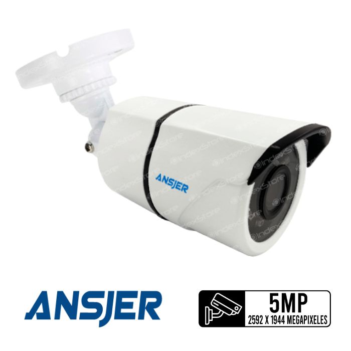 Cámara de Seguridad Ansjer de 5MP con visión nocturna, detección de movimiento y certificación IP66 (Equipo hermético al polvo y protegido contra chorros de agua potentes)