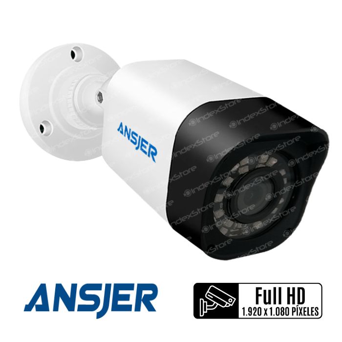 Cámara de Seguridad Ansjer Full HD con visión nocturna, detección de movimiento y certificación IP66 (Equipo hermético al polvo y protegido contra chorros de agua potentes)