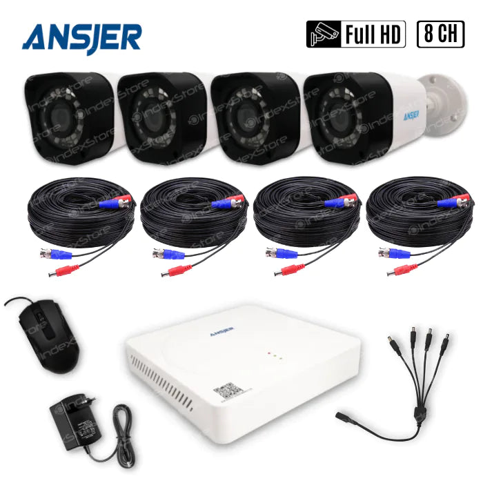 Kit con 4 cámaras de Seguridad Ansjer