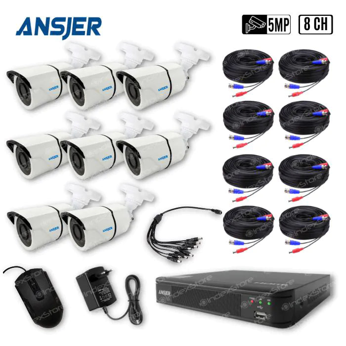 Kit con 8 cámaras de Seguridad Ansjer