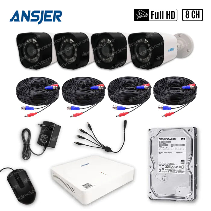 Kit con 4 cámaras de Seguridad Ansjer
