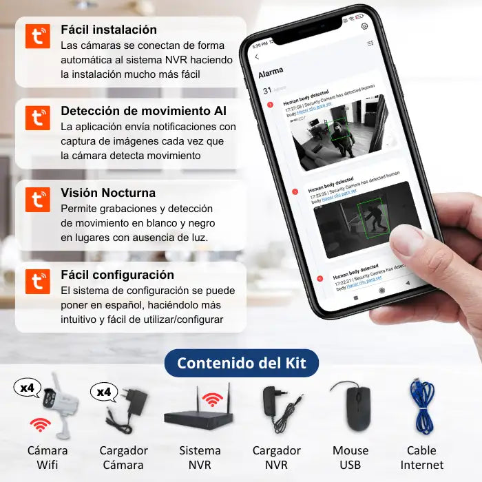 Kit Cámaras JondaVision NVR 8CH 4Cam Bullet