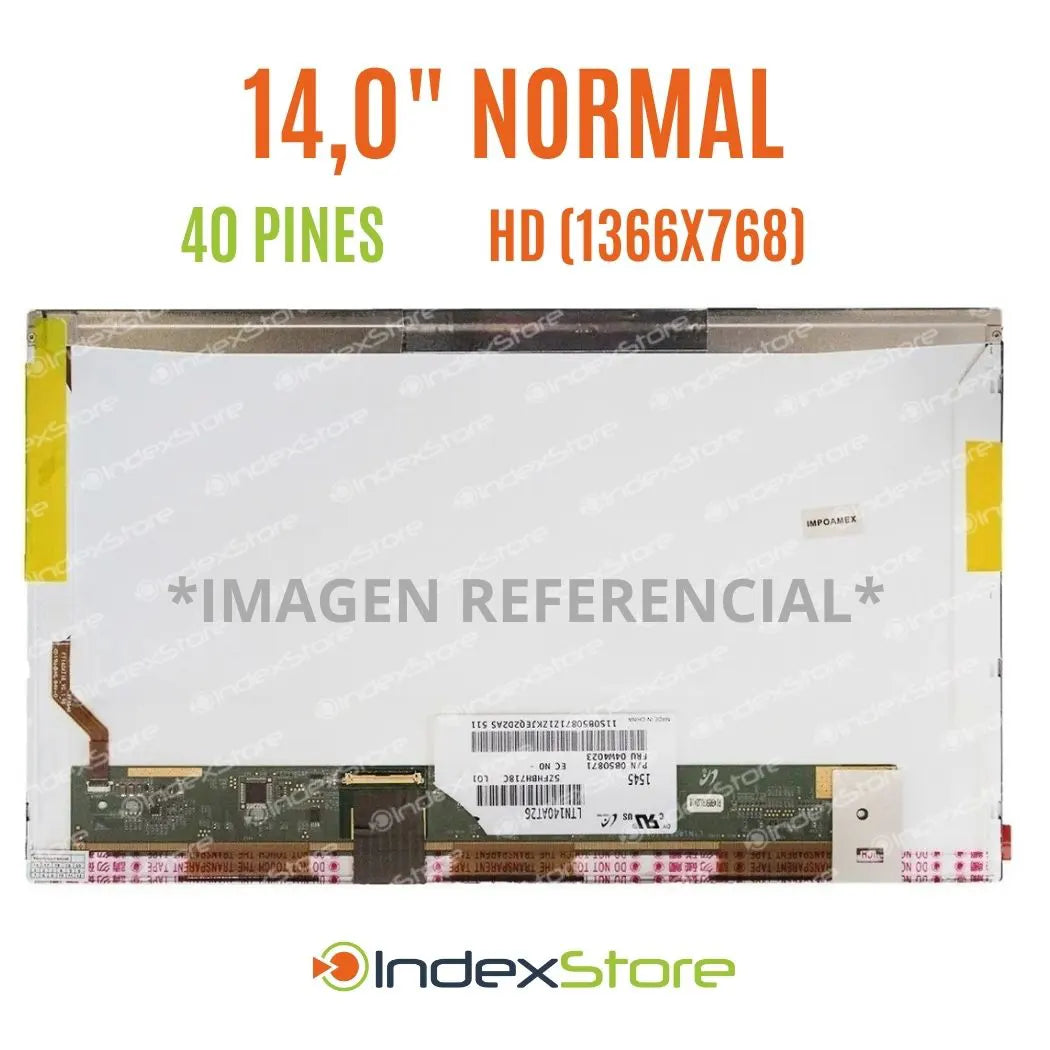Pantalla Normal para Notebook de 14 pulgadas, 40 pines, resolución Hd, sin soportes. Pantalla de Notebook compatible con equipos HP, Lenovo, Dell, Asus, Acer, Toshiba, Sony Vaio, Samsung, Msi