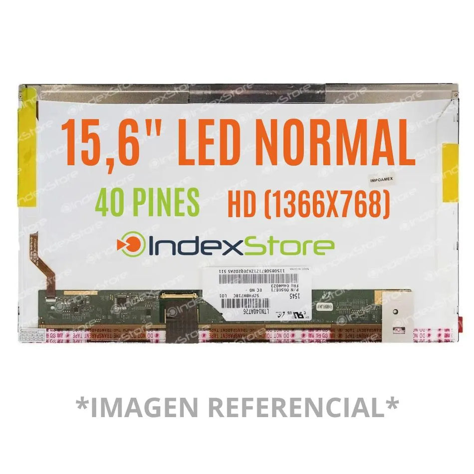 Pantalla Normal para Notebook de 15.6 pulgadas, 40 pines, resolución Hd, sin soportes. Pantalla de Notebook compatible con equipos HP, Lenovo, Dell, Asus, Acer, Toshiba, Sony Vaio, Samsung, Msi