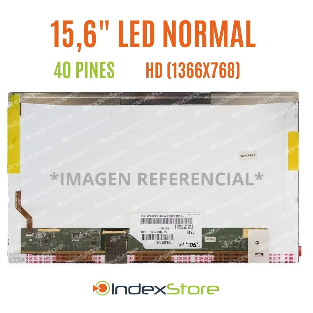 Pantalla Normal para Notebook de 15.6 pulgadas, 40 pines, resolución Hd, sin soportes. Pantalla de Notebook compatible con equipos HP, Lenovo, Dell, Asus, Acer, Toshiba, Sony Vaio, Samsung, Msi