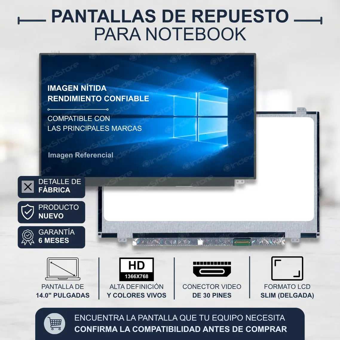 Pantalla Notebook S/M Slim 14.0 HD 30 Pines Brackets U/D
