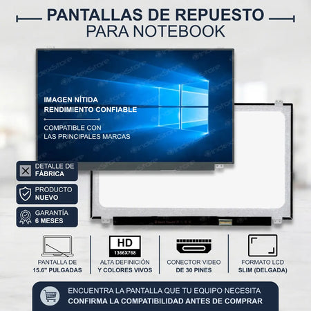 Pantalla Notebook S/M Slim 15.6 HD 30P Brackets U/D