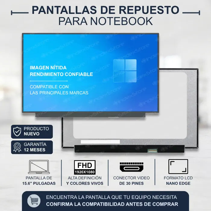 Pantalla de notebook Thin Bezel de 15.6 pulgadas, 30 pines, resolución Fhd, sin bracket. Pantalla de Notebook compatible con equipos HP, Lenovo, Dell, Asus, Acer, Toshiba, Sony Vaio, Samsung, Msi