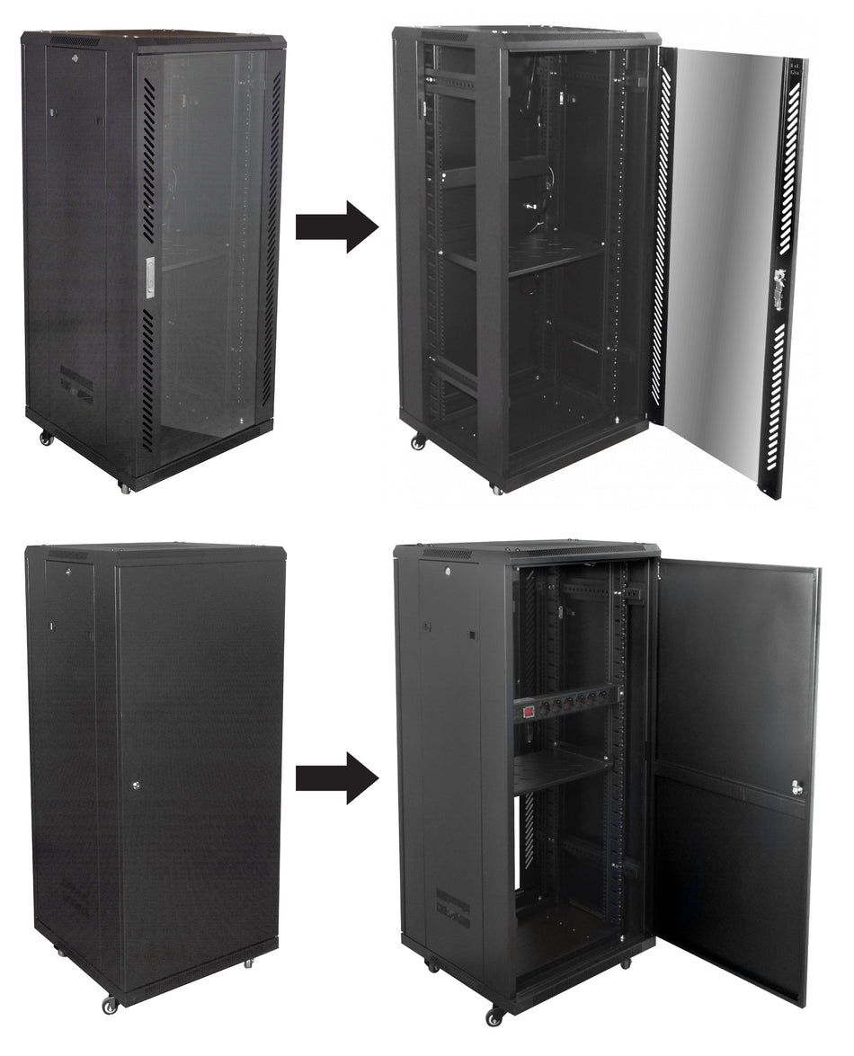 Rack Linkmade 27u 137x60x60cm Puerta Vidrio Turbinas Bandeja