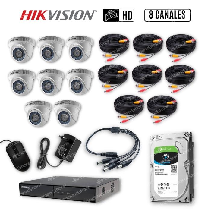 Kit Cámaras Hikvision DVR 8CH 8CAM Domo HD Con Disco 1TB